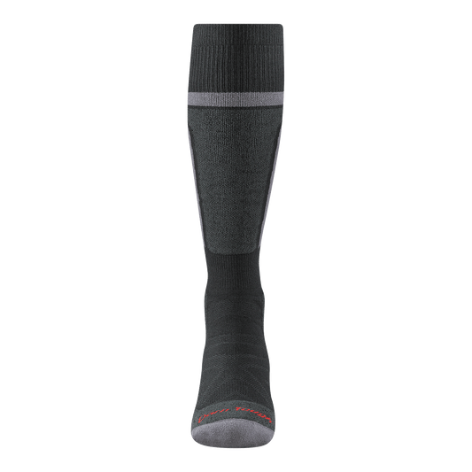Front view of the 8058 Thermolite Edge in black featuring a shin pad in dark gray with light gray toe and stripe at the cuff