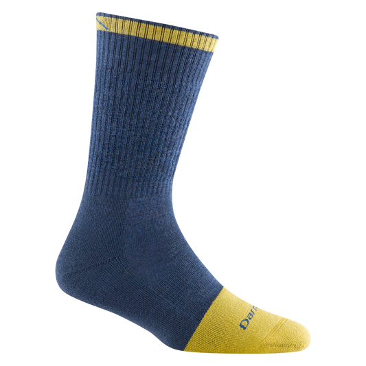 2015 women's steely boot work sock in color indigo with yellow toe accent and trim