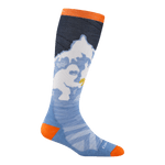 reverse 3809 Little yeti in midnight featuring the a yeti and mountain side orange heel/toe and white logo