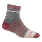 Women's shorty apres heavyweight sock in spice colorway.Red body with heel/toe red/heather middle body with light pink toe block and green ankle.
