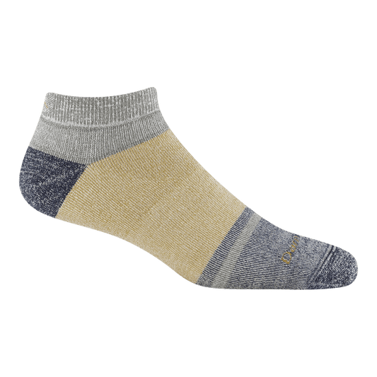 6128 No show lifestyle full cushion with yellow body cray cuff charcoal heather heel/toe