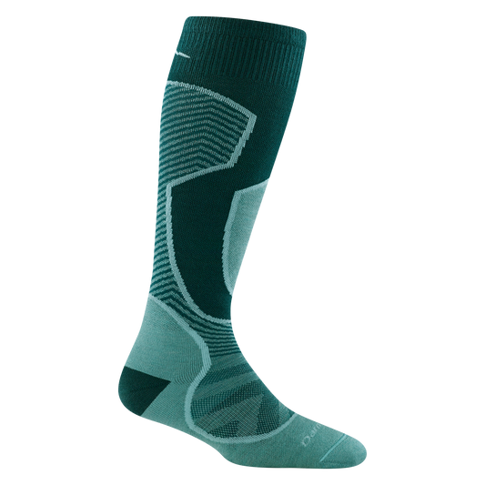 8038 outer limits over-the calf lightweight ski and snowboard sock in the juniper color